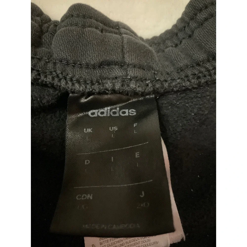 Adidas Mens Black Fleece Jogger Sweatpants Three Stripe Logo Size L